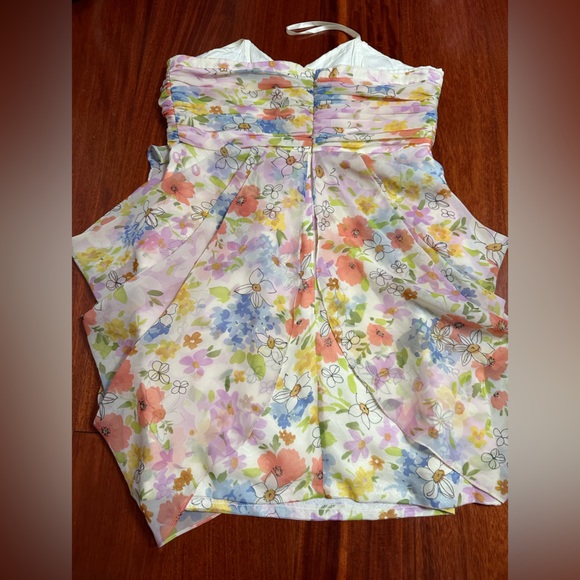 Jill Stuart Floral Draped Chiffon Strapless Micro Mini Or Tunic Top Dress 6 M - Picture 4 of 6